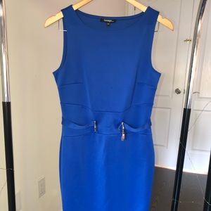 GEORGE Blue Dress w/ Gold Buckle Belt